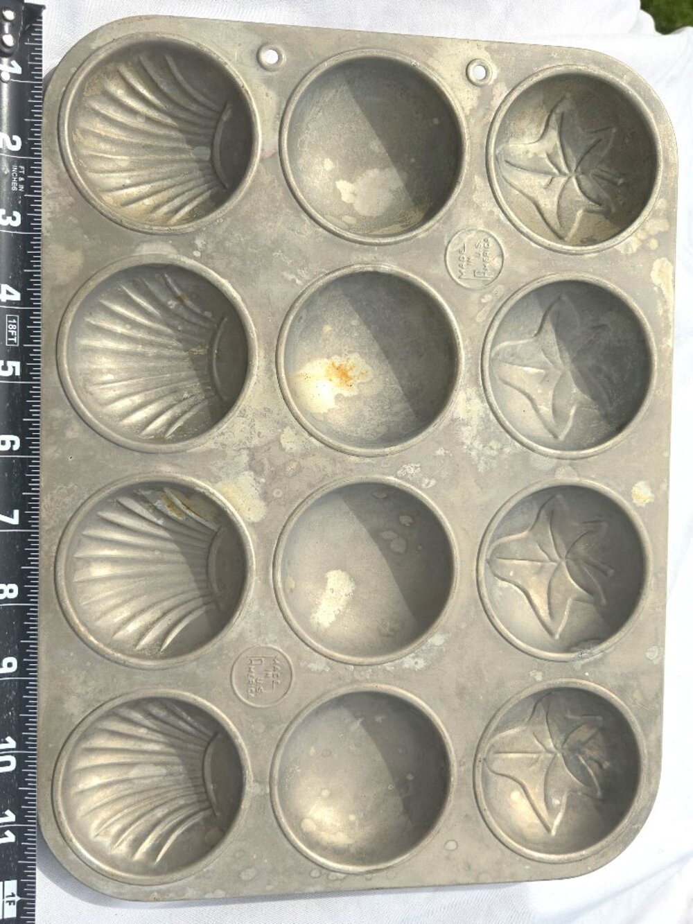 Vintage 1940s Madeleine Cookie Pie Cake Mold Minute Maid Metal USA Patina Acme